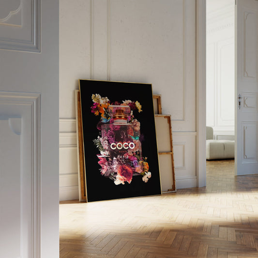 Coco Chanel Poster · Chanel Paris: Paris Duft in voller Blüte · Eleganz trifft Farbe · Farbenfrohe Verführung · Wand Dekoration · ohne Rahmen