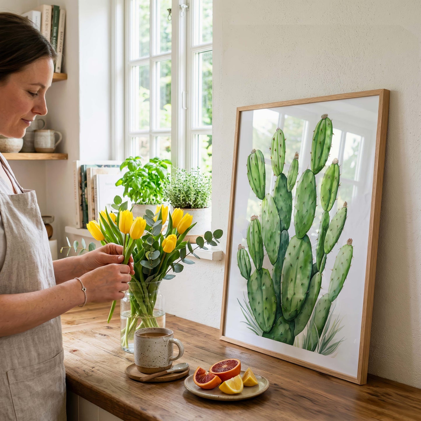 Botanik Poster · Geschenkidee · Monstera Kakteen und Tropische Pflanzen · Dekoprint ohne Rahmen