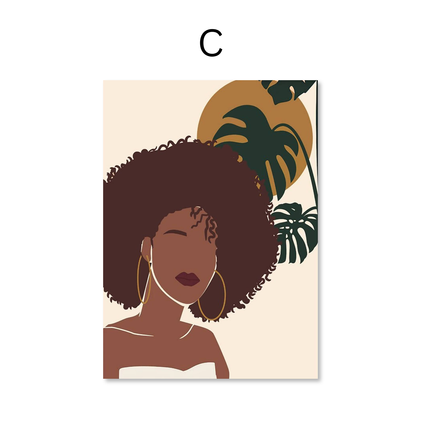 Poster Boho läßige Frau und Monstera Pflanze als Deko Print ohne Rahmen