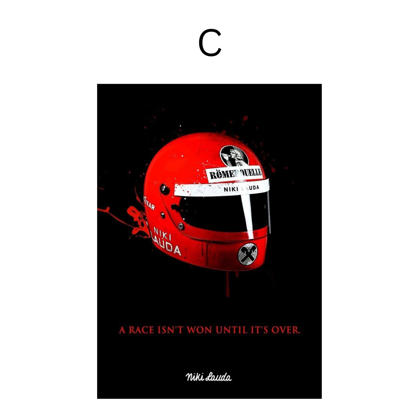 Poster Formula 1 driver helmets as a decorative print without a frame