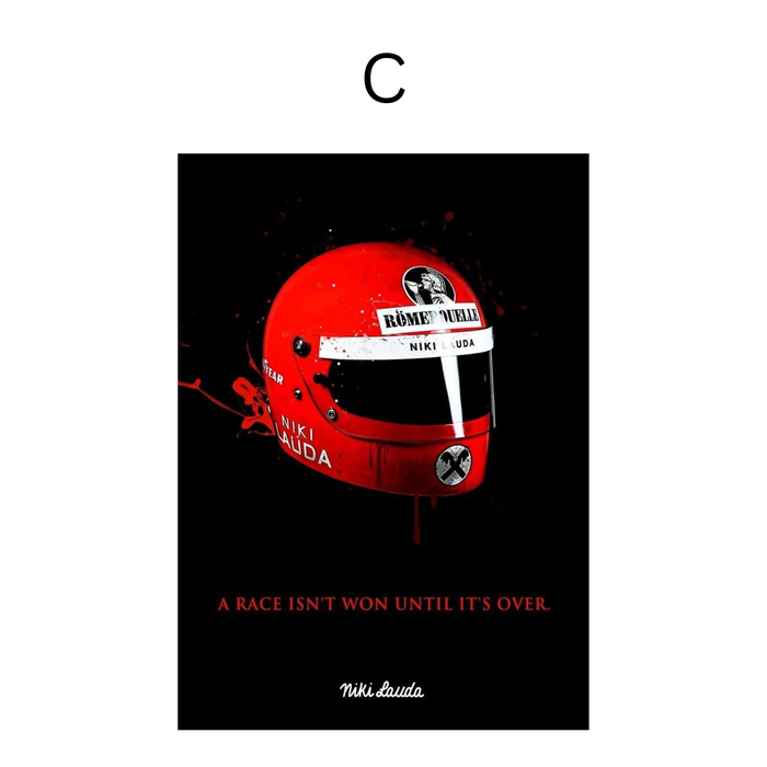 JUSTGOODMOOD Formel 1 Helme Poster auf Canvas