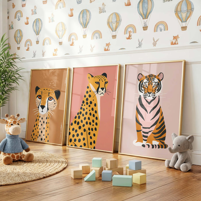 Safari Tiere Poster mit Gepard und Tiger fürs Kinderzimmer