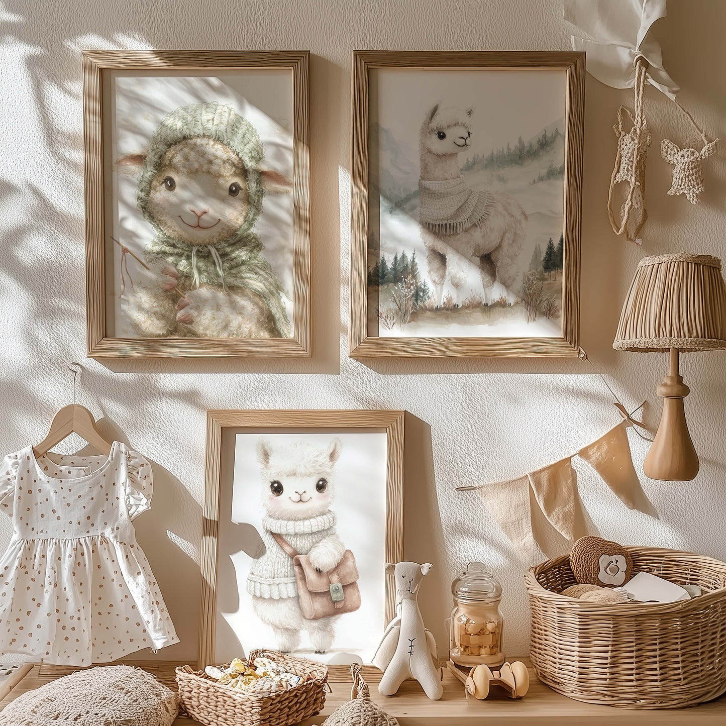 Süßes Alpaka Poster · Geschenkidee · Aquarell Tier Illustration Style Design · Kinderzimmer Wanddeko · Print ohne Rahmen