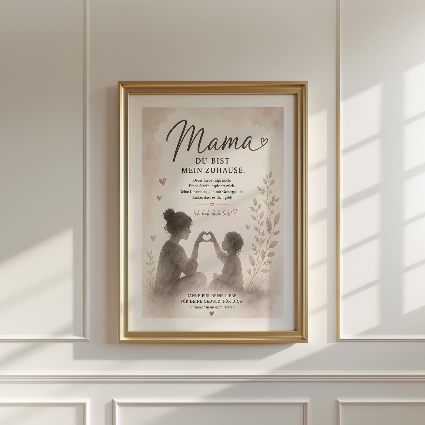 Muttertag Poster Mama & Kind · Geschenk für Mama · Liebe Spruch Poster · Familie Wanddeko · Print ohne Rahmen