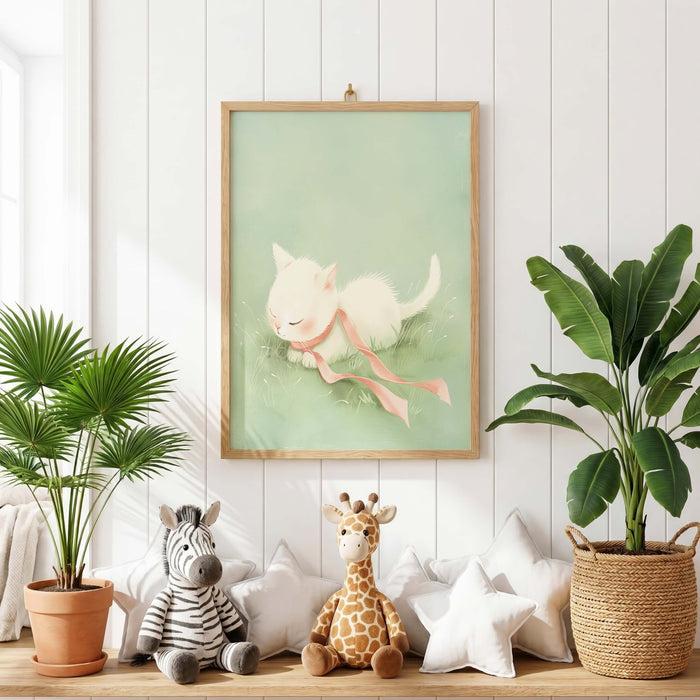 Hasen Poster mit Pastellblumen fürs Kinderzimmer