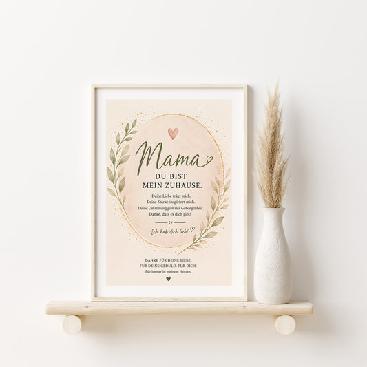 Muttertag Poster Mama Boho · Geschenk für Mama · Eukalyptus Spruch Poster · Liebe Wanddeko · Print ohne Rahmen