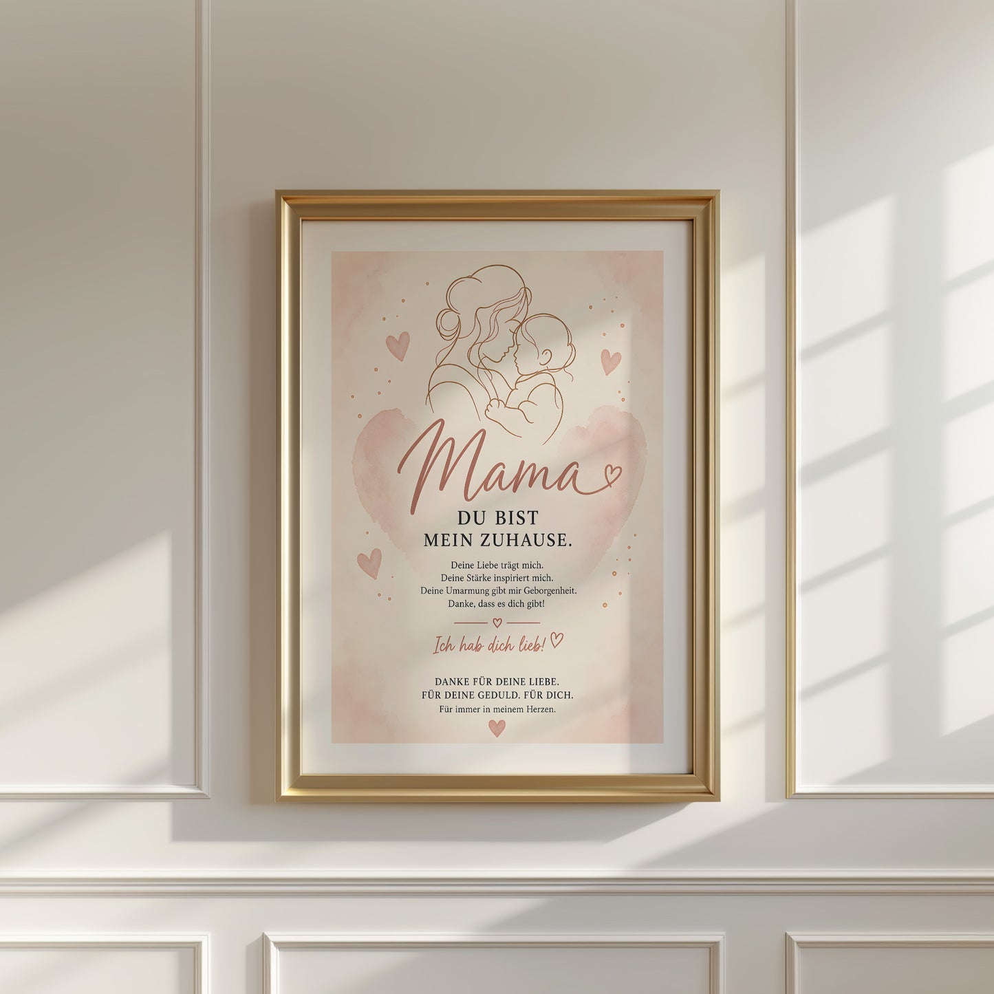 Muttertag Poster Mama & Kind Herz · Geschenk für Mama · Liebe Spruch Poster · Familie Wanddeko · Print ohne Rahmen