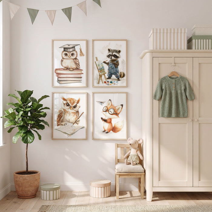 Waldtiere Aquarell Poster für Kids
