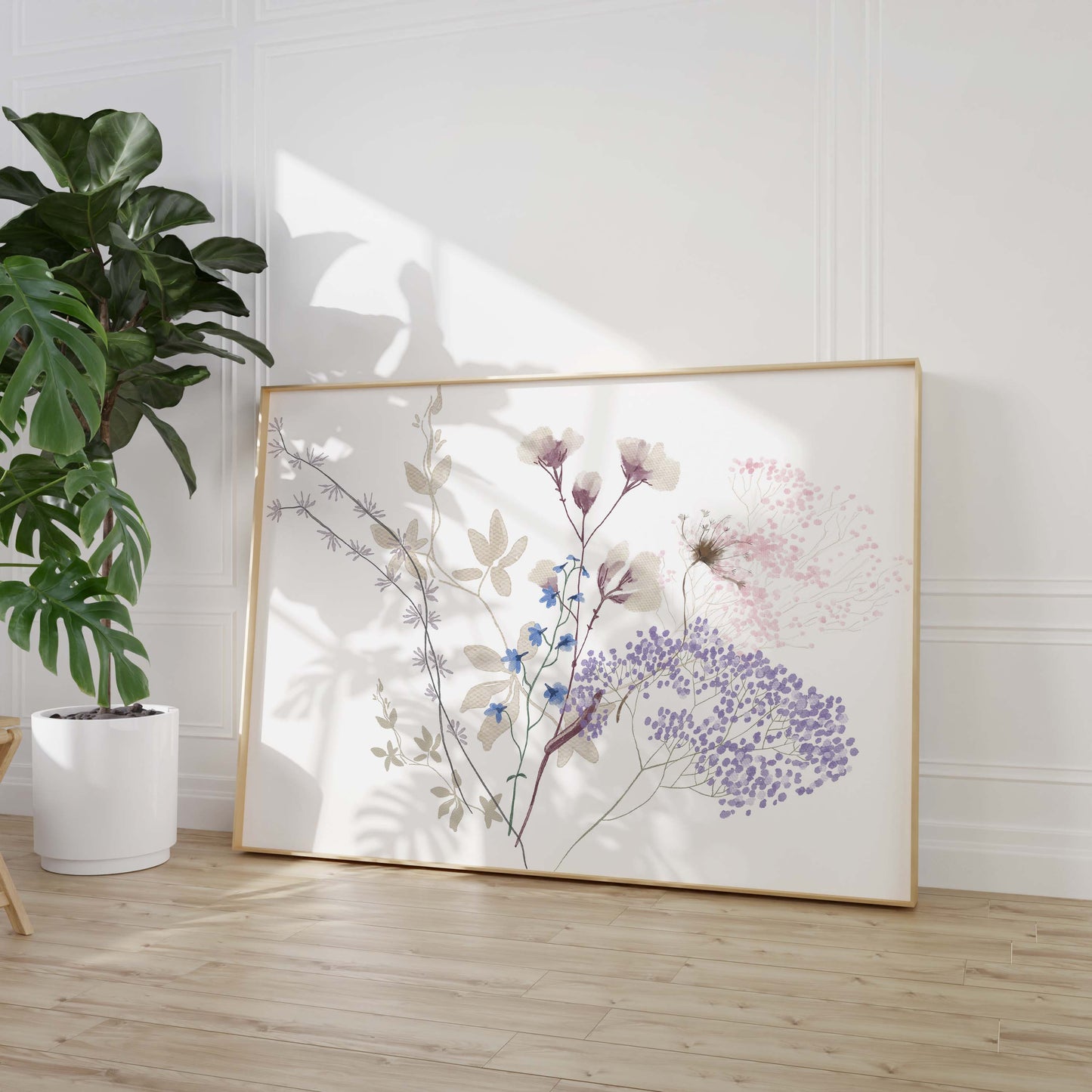 Zarte Blumen Poster · Geschenkidee · Pastellfarbene Wildblumen und botanische Pflanzenillustration · Dekoprint ohne Rahmen