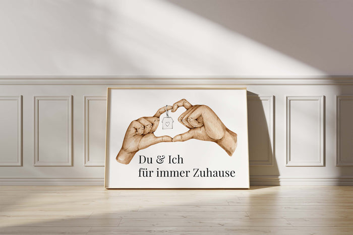 Hände Herz Haus Poster – Premium Baumwoll-Canvas