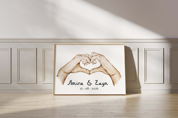 Hände Herz Liebe Poster – Premium Baumwoll-Canvas