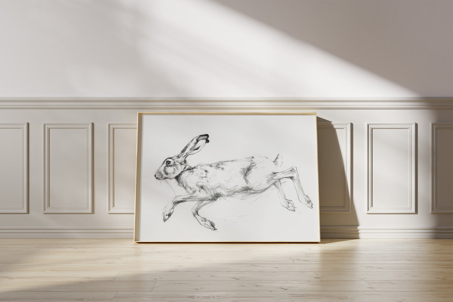 Moderne Natur Poster · Geschenkidee · Wald Blumenzeichnung Hase Herbstlandschaft · Dekoprint ohne Rahmen