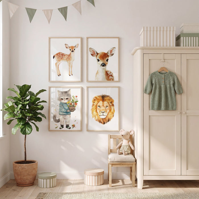 Süße Tiere Poster für Kinderzimmer – JUSTGOODMOOD