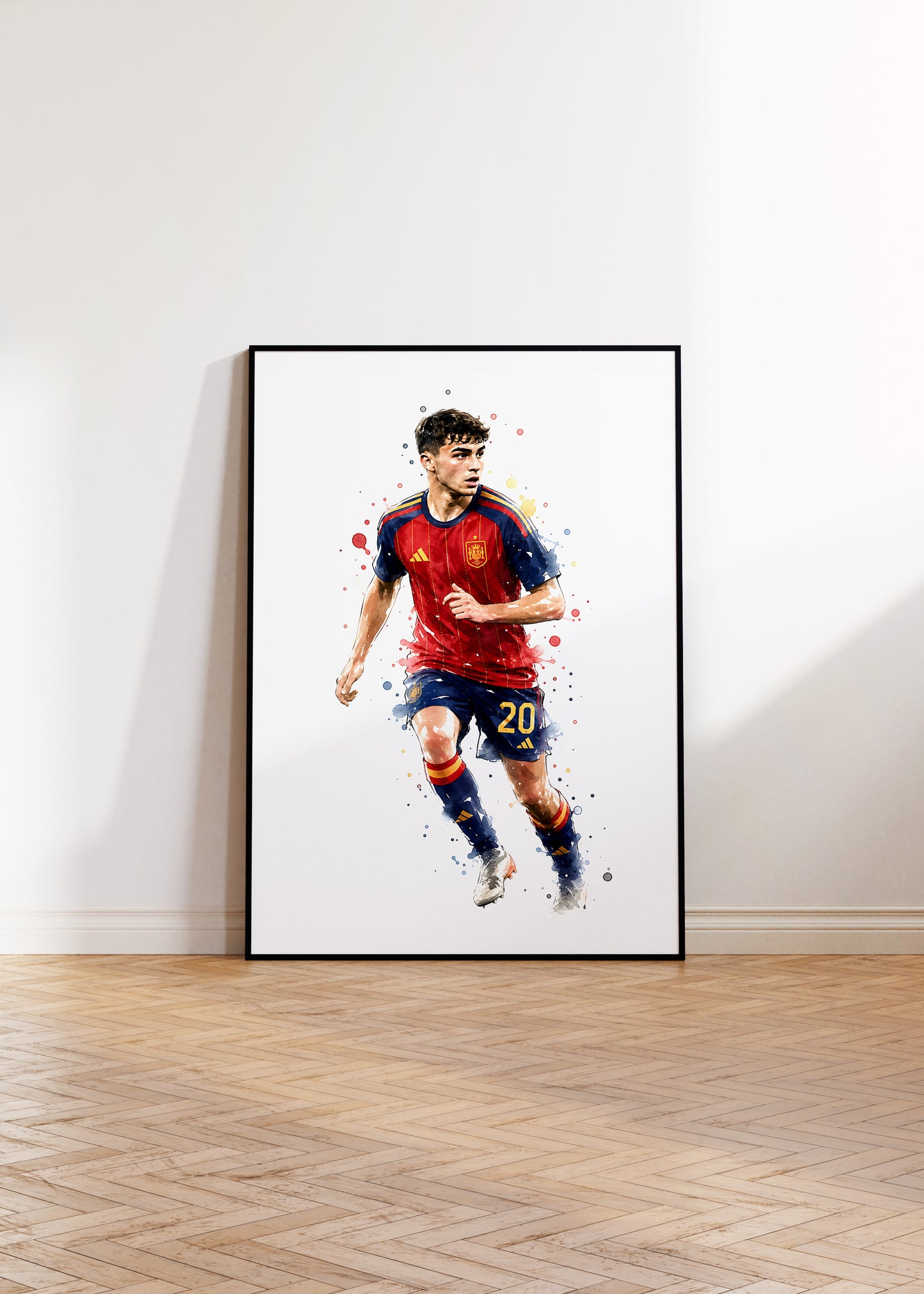 Fußball Poster Spanien Spieler · Geschenkidee · Aquarell Sport Wandbild · Deko Print ohne Rahmen