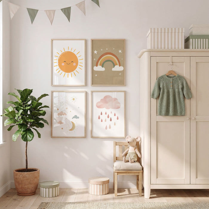Boho Poster Kinderzimmer - Premium Baumwolle Druck
