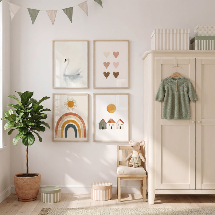 Boho Kinderzimmer Poster aus Premium Baumwolle