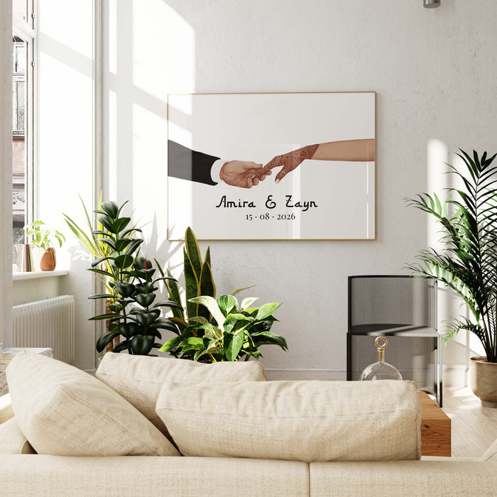 Hände Verbindung Poster – Premium Baumwoll-Canvas