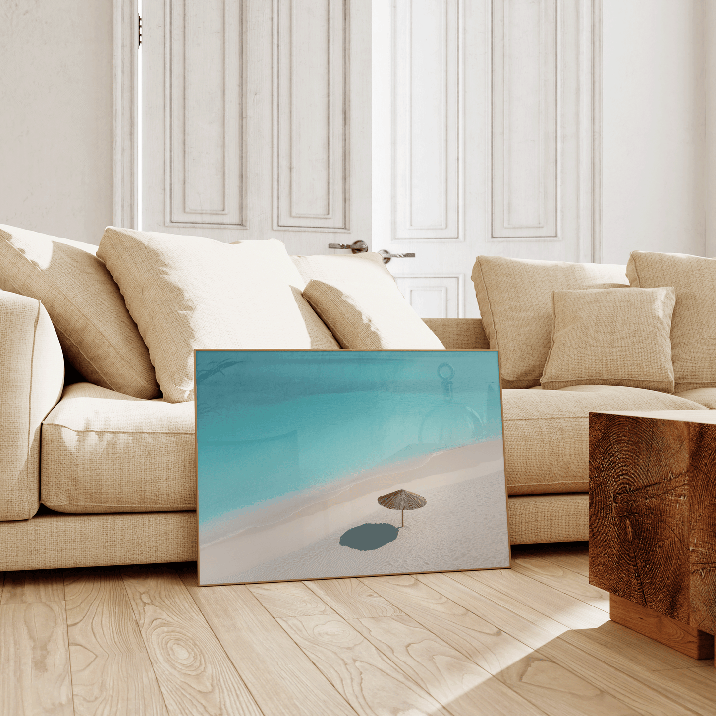 Strand Poster · Geschenkidee · Strand Palmen Meereslandschaften · Dekoprint ohne Rahmen