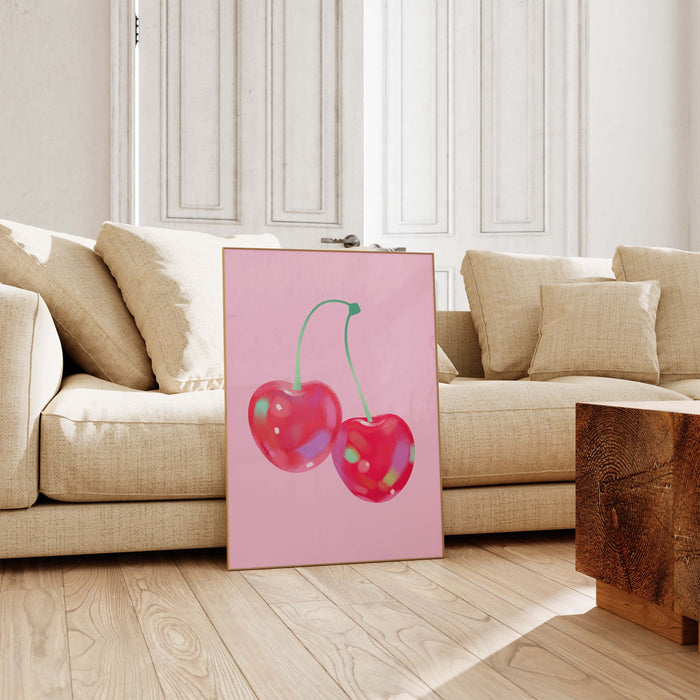 Kirschen Poster – Premium Baumwoll-Canvas Kunst