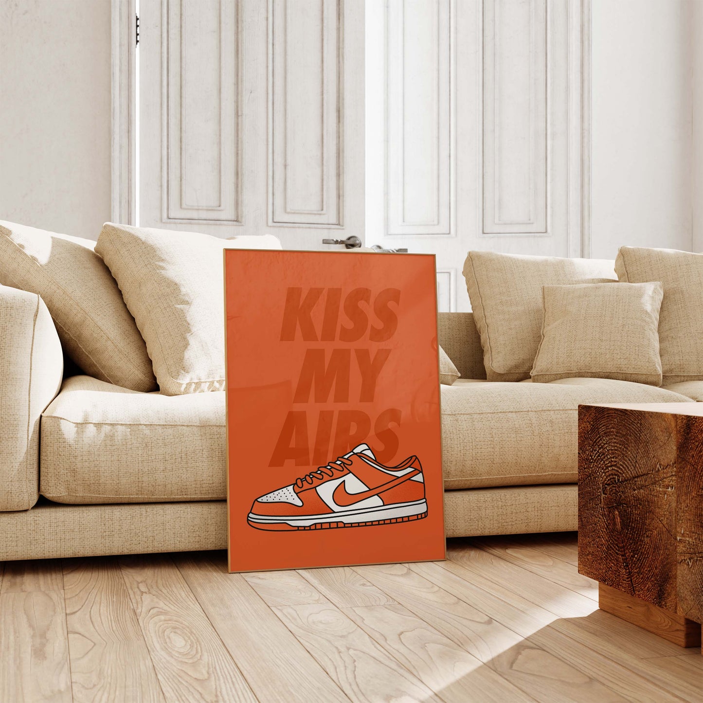 Sneaker Typografie Poster · Geschenkidee · Kiss My Airs Design · Streetwear Schuhe Illustration · Moderne Wanddeko · Print ohne Rahmen
