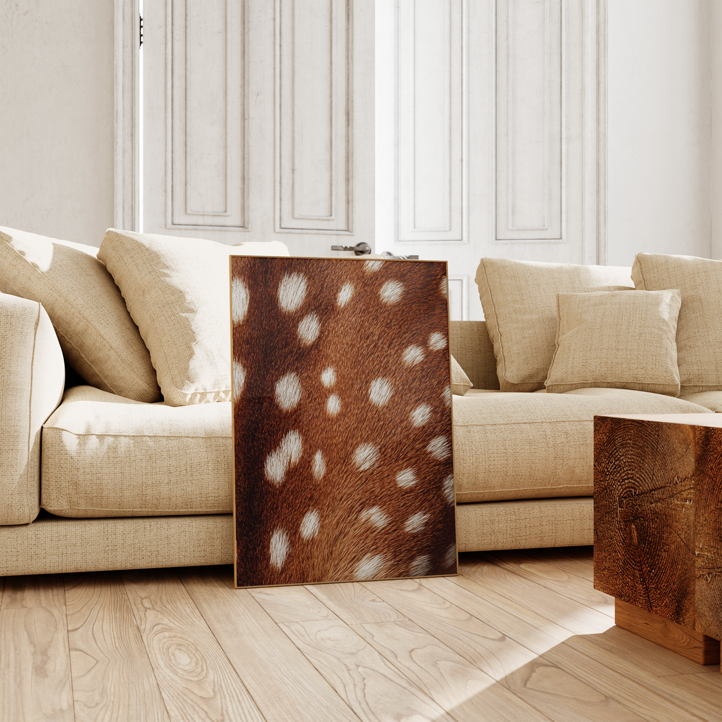Tiermuster Poster · Geschenkidee · Reh Leopard Zebra Felloptik · Dekoprint ohne Rahmen