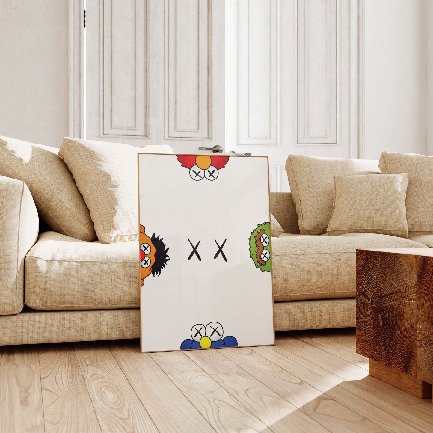 Cartoon Charakter Collage Poster · Geschenkidee · Pop Art Figuren Mix · Street Art Stil · Minimal Design · Print ohne Rahmen