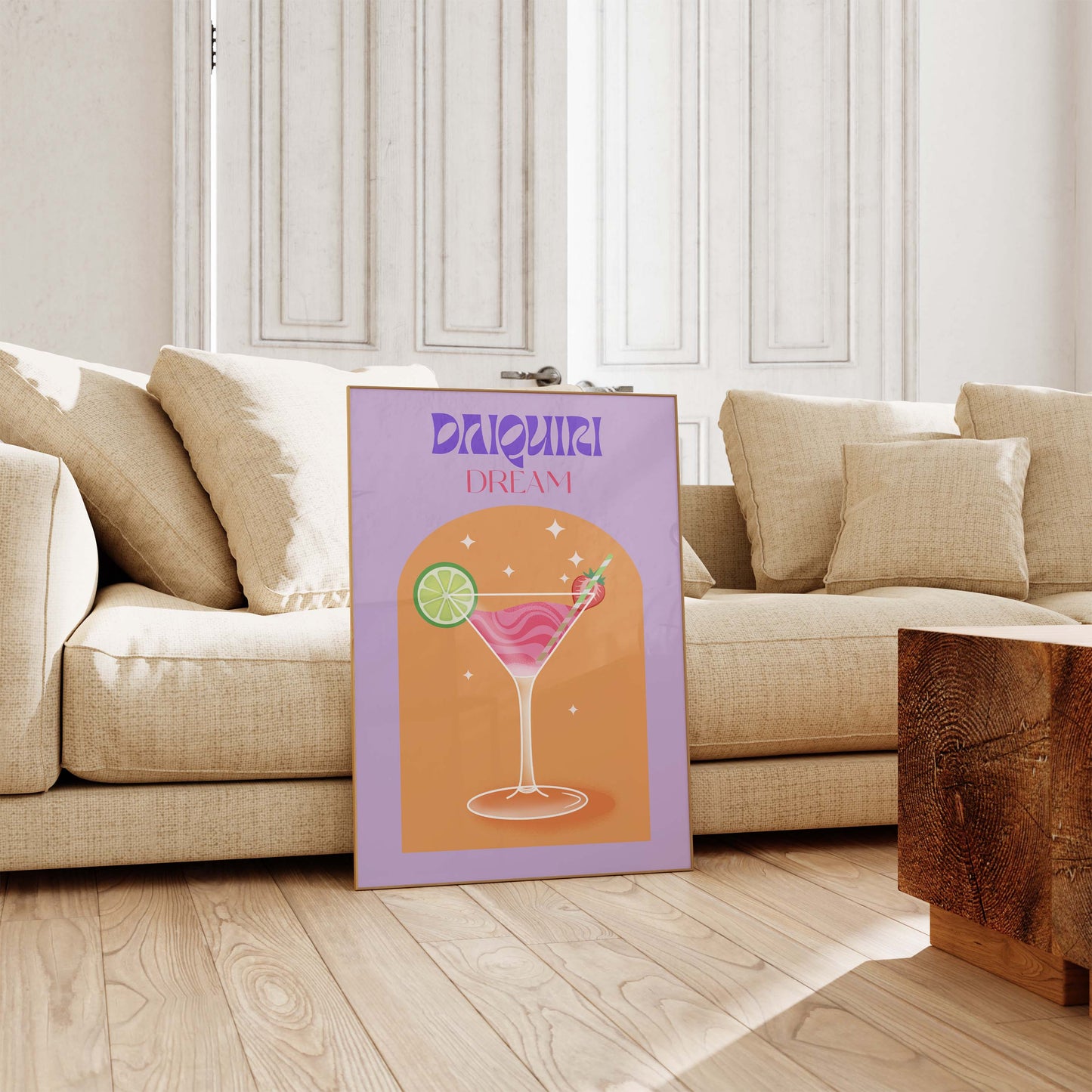 Daiquiri Dream Poster · Cocktail Illustration · Strawberry Drink Art · Retro Bar Style · Modern · Print ohne Rahmen