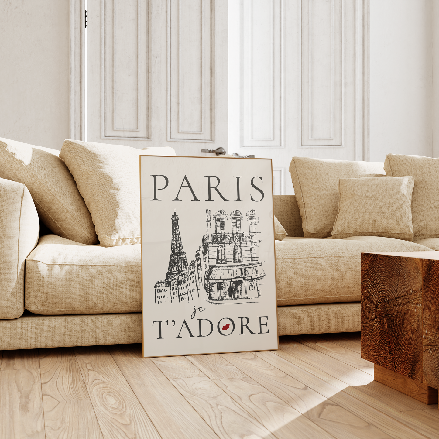 Paris Poster · Geschenkidee · Französische Typografie Café Eiffelturm Illustration · Dekoprint ohne Rahmen
