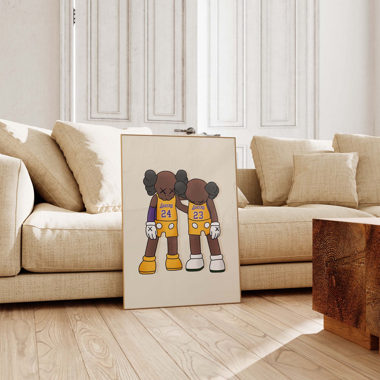 Basketball Duo Charakter Poster · Geschenkidee · Lakers inspiriertes Design · Freundschaft Team Illustration · Print ohne Rahmen