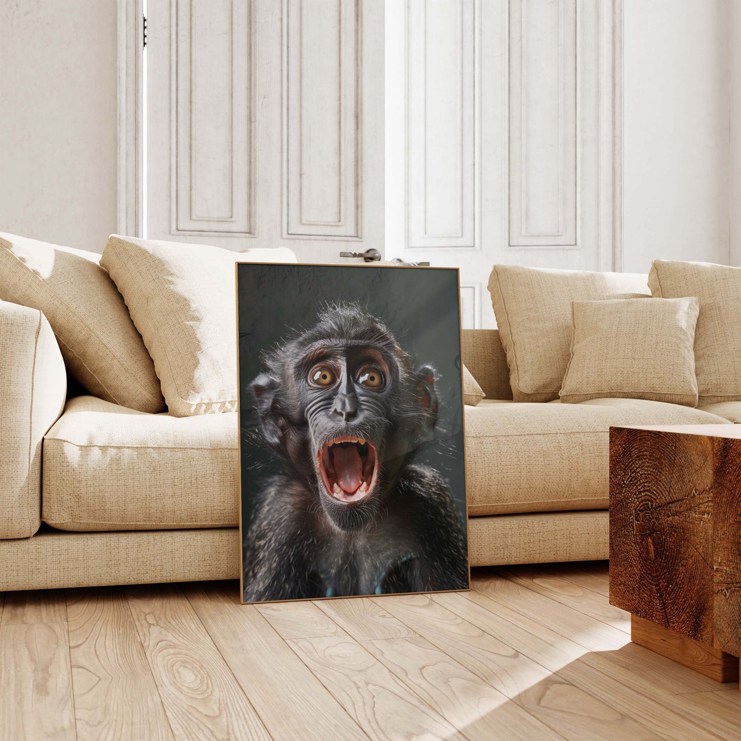 Lustige Affen Poster · Geschenkidee · Schimpansen und Affenbabys · Dekoprint ohne Rahmen