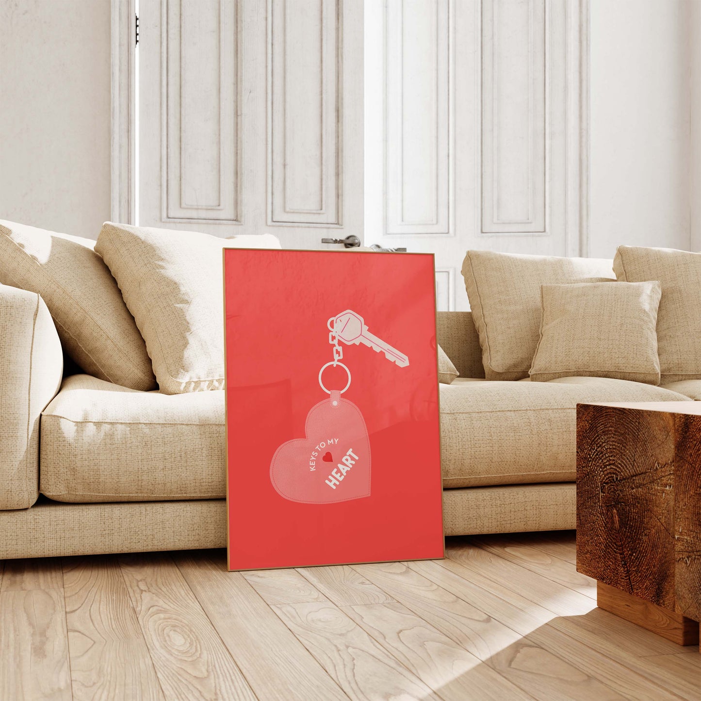 Keys to My Heart Poster  · Love Key Illustration · Romantic Minimal Design · Valentine Wall Art · Modern Typography Print · Print ohne Rahmen