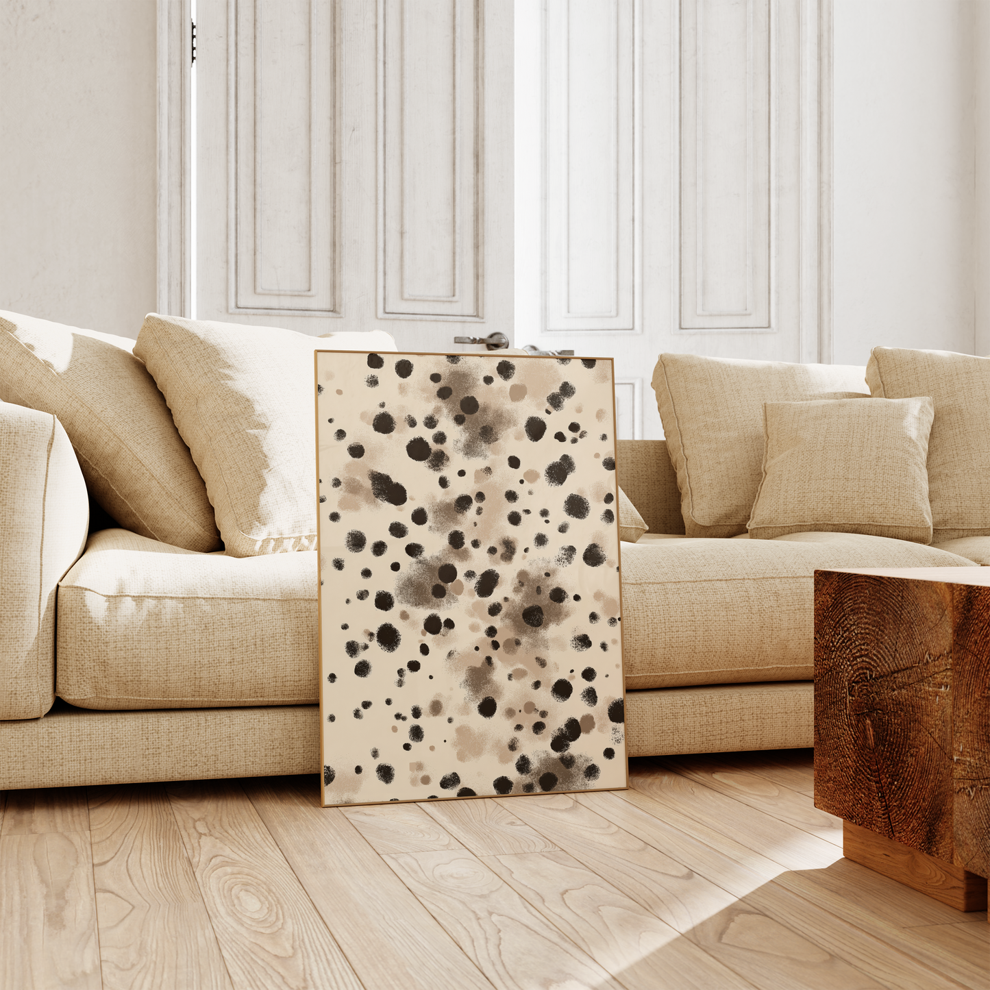 Tiermuster Poster · Geschenkidee · Klassische Raubkatzen Muster Leopard Pelz und Zebrastreifen Texturen · Dekoprint ohne Rahmen