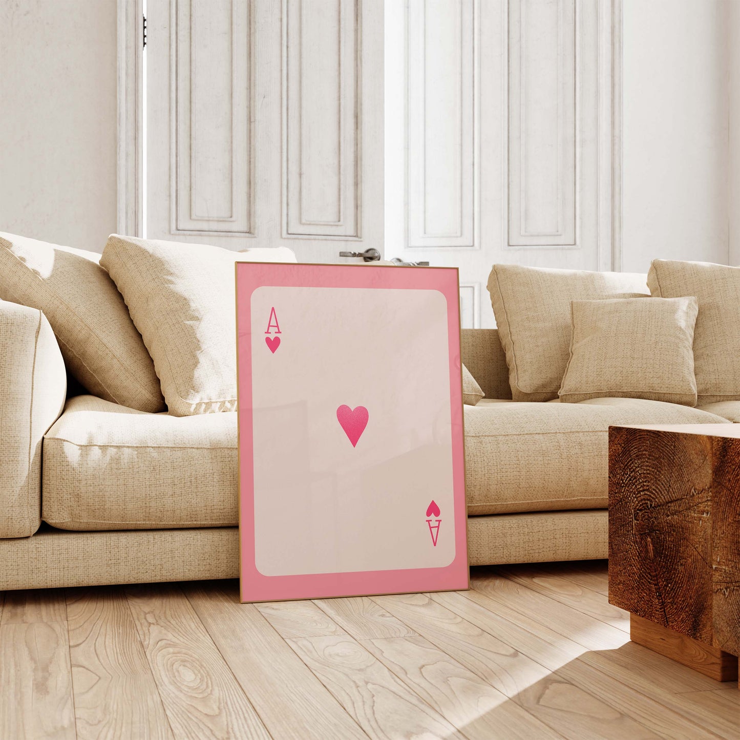 Ace of Hearts Poster · Minimal Playing Card Design · Pink Aesthetic Wall Art · Modern Love Symbol Print · Moderne Wandkunst · Print ohne Rahmen