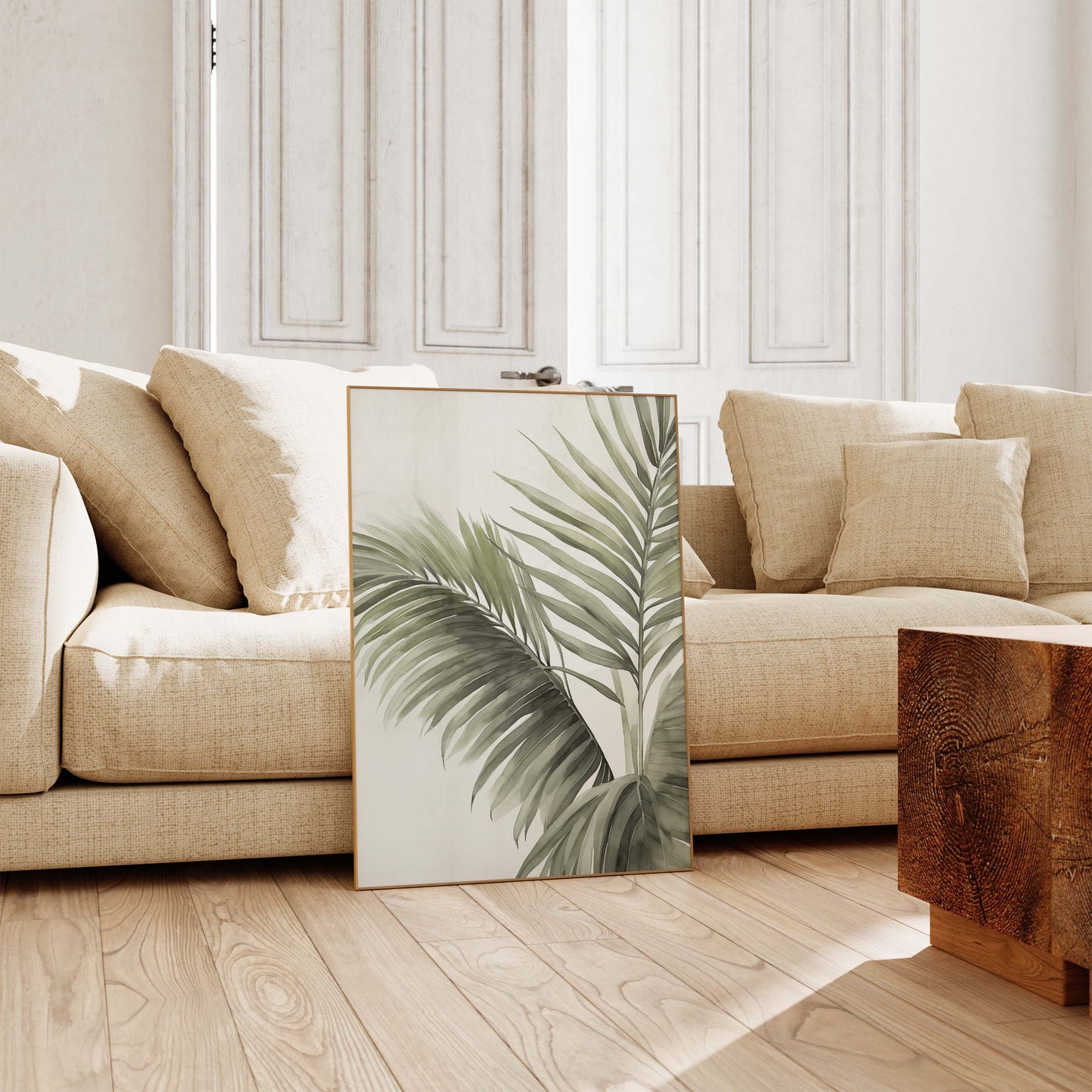 Tropische Palmen Poster · Geschenkidee · Papageien und Botanische Dschungelkunst · Wohnzimmer Dekoprint ohne Rahmen