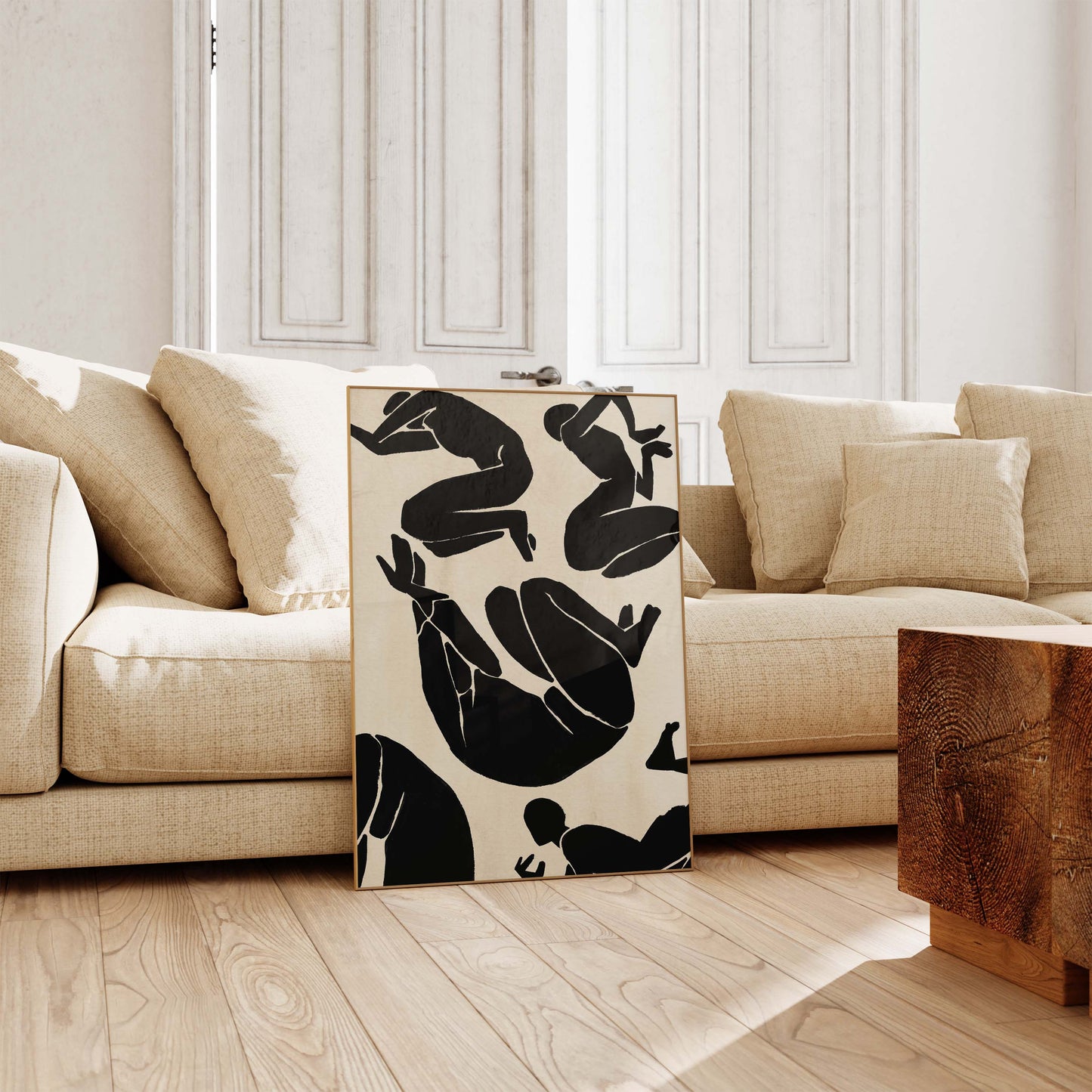 Körperkunst Poster · Geschenkidee · Line Art, Weibliche Silhouetten und Beige Terrakotta Formen · Dekoprint ohne Rahmen