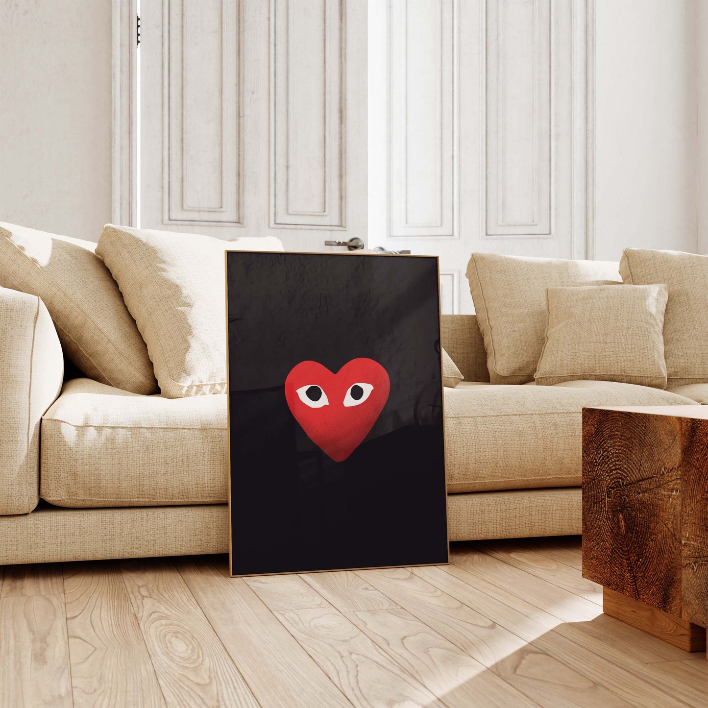 Herz Augen Minimal Poster · Geschenkidee · Rotes Herz Design · Streetwear Stil Kunst · Moderne Wanddeko · Print ohne Rahmen