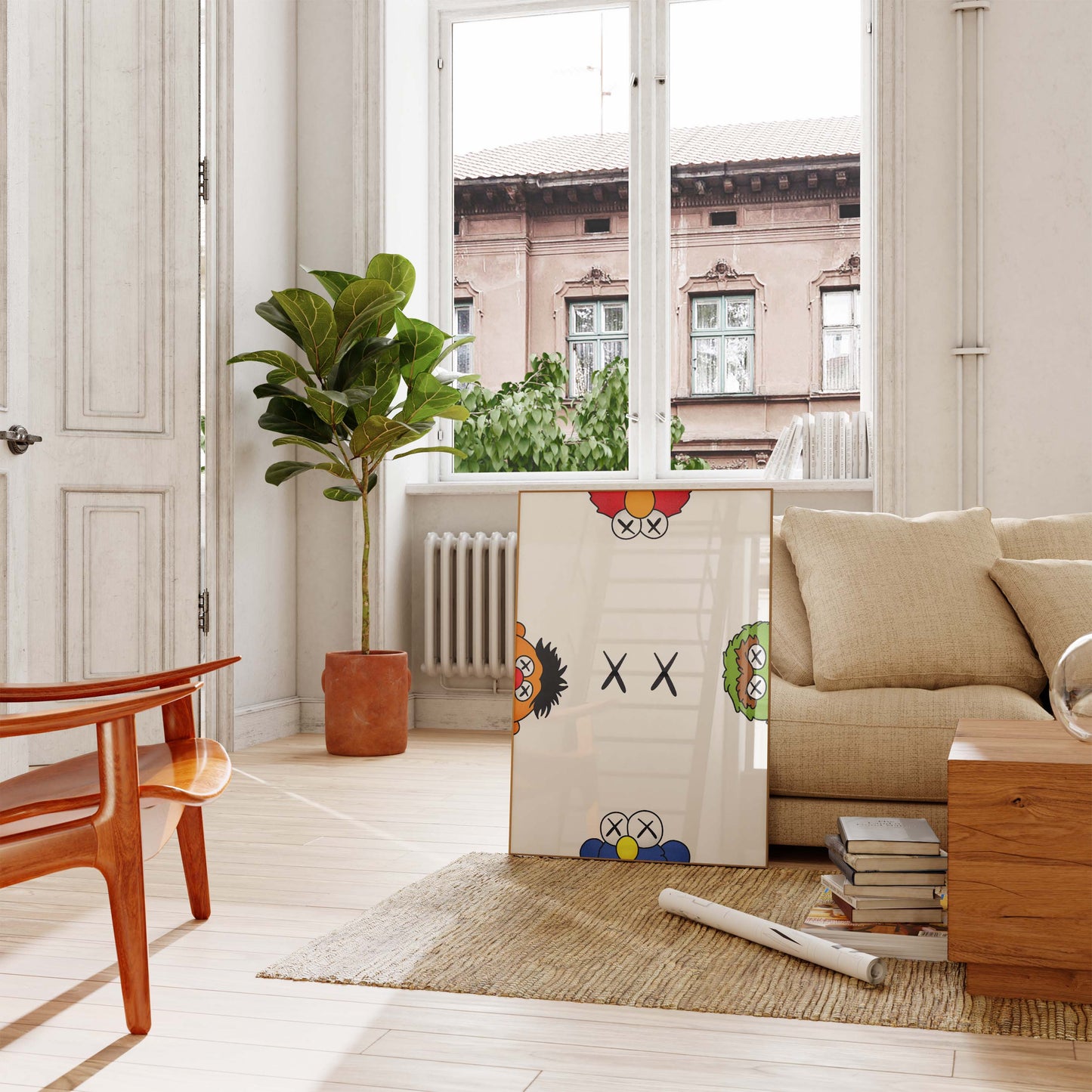 Cartoon Charakter Collage Poster · Geschenkidee · Pop Art Figuren Mix · Street Art Stil · Minimal Design · Print ohne Rahmen