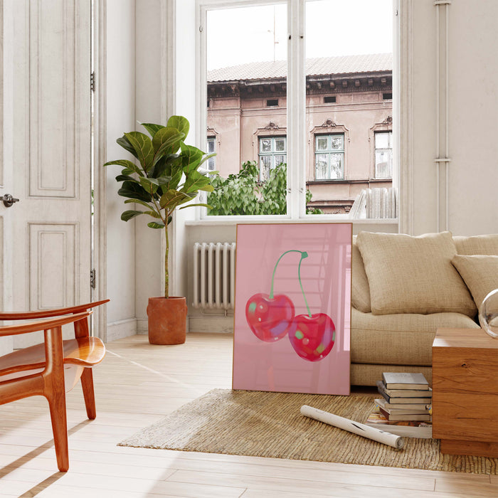 Kirschen Poster – Premium Baumwoll-Canvas Kunst