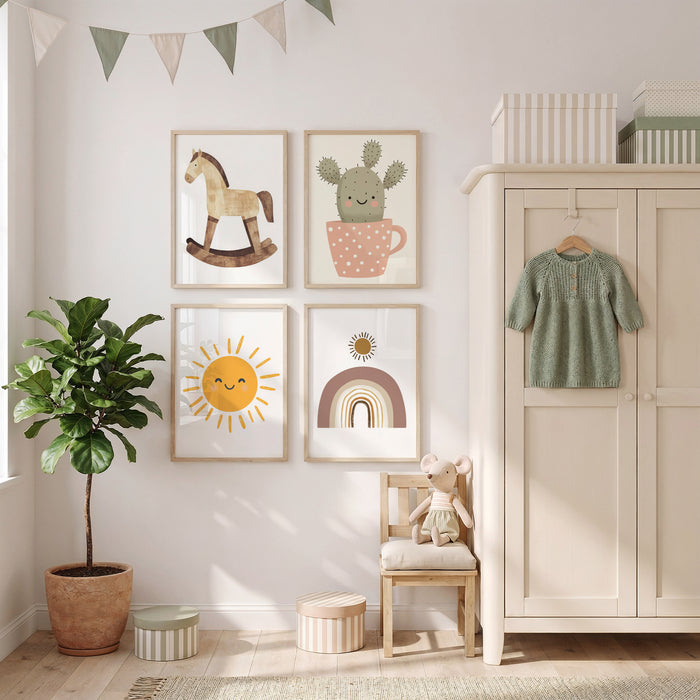 Boho Kinderzimmer Poster – Edler Baumwoll-Canvas
