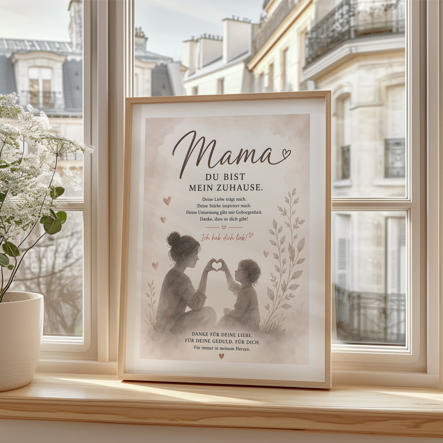 Muttertag Poster Mama & Kind · Geschenk für Mama · Liebe Spruch Poster · Familie Wanddeko · Print ohne Rahmen