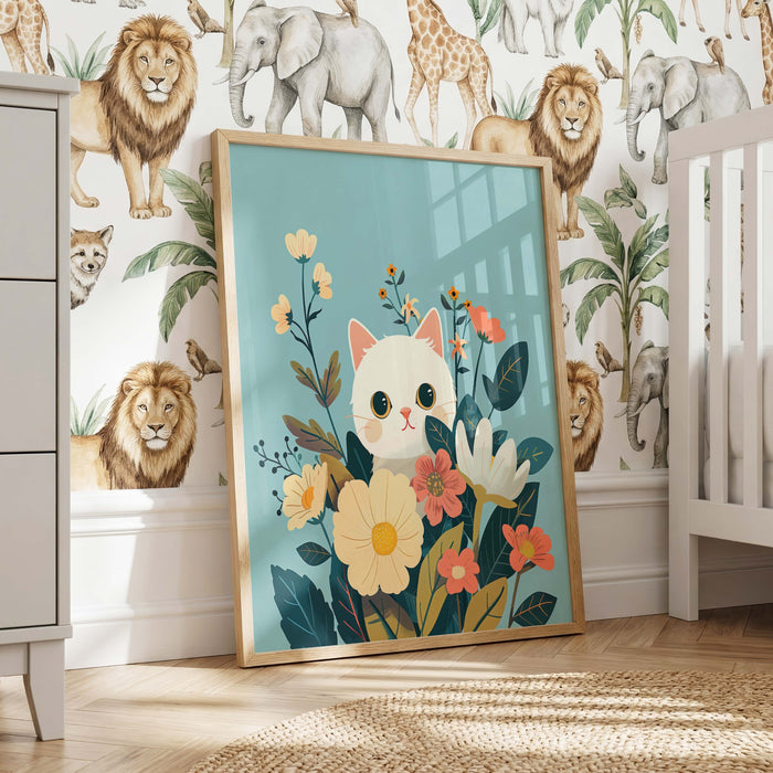 Märchen Mädchen Poster mit Katzen und Sternennacht