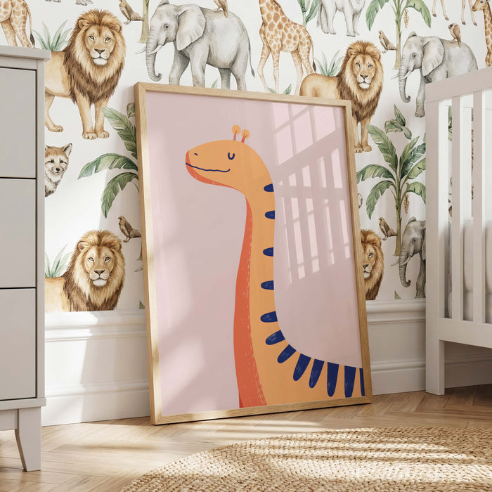 Dinosaurier Poster mit Langhals und Giraffe fürs Kinderzimmer