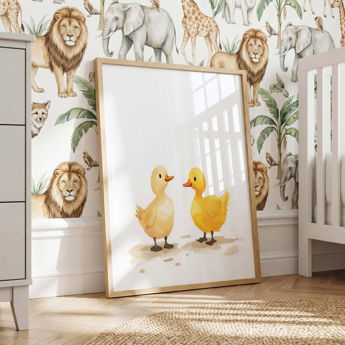 Hasen Poster mit Pastellblumen fürs Kinderzimmer