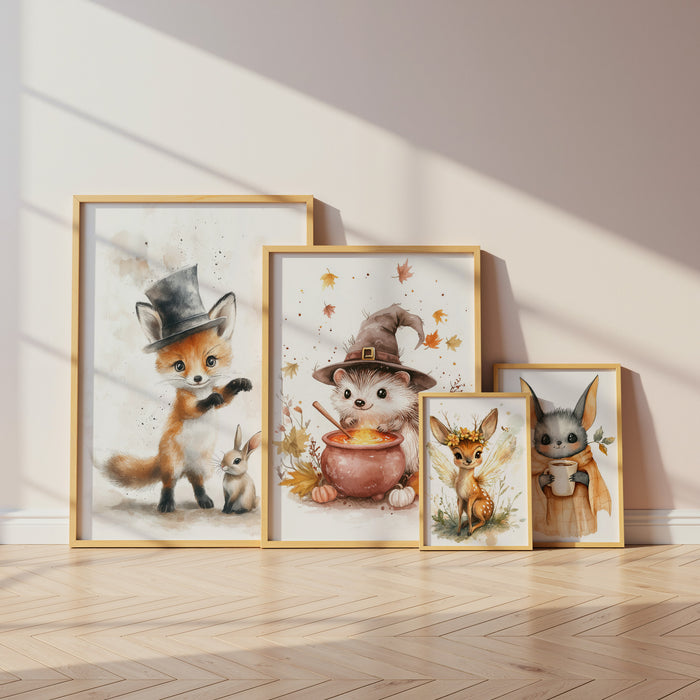 Waldtiere Aquarell Poster für Kinderzimmer