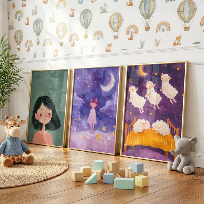 Mädchen Kinderzimmer Poster mit Einhorn und Katzen