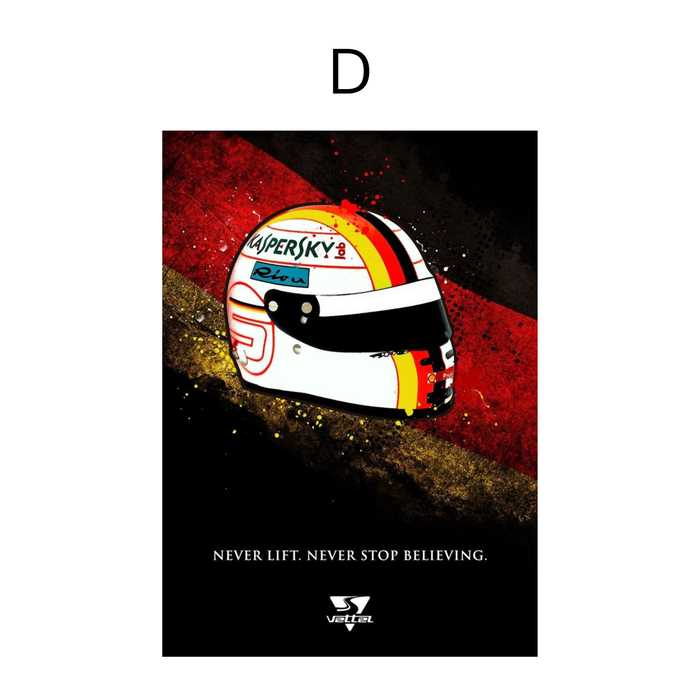 JUSTGOODMOOD Formel 1 Helme Poster auf Canvas