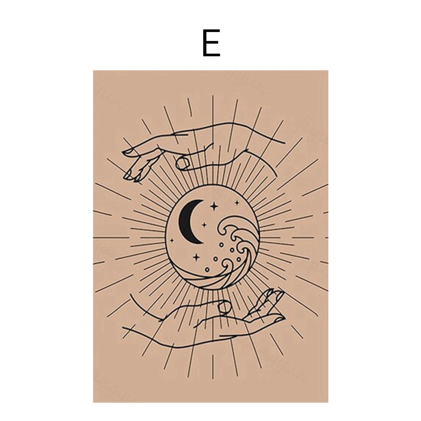 Poster Sonne Mond und Sterne als Deko im Boho Stil als Print ohne Rahmen