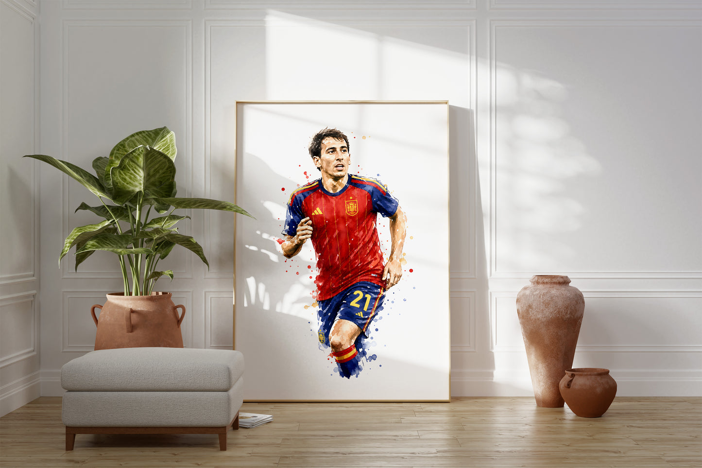 Fußball Poster Spanien Spieler · Geschenkidee · Aquarell Sport Wandbild · Deko Print ohne Rahmen