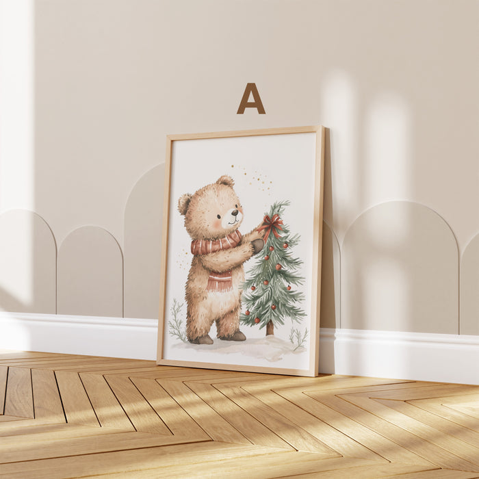 Winterliches Bär Dorf Poster für Kinderzimmer