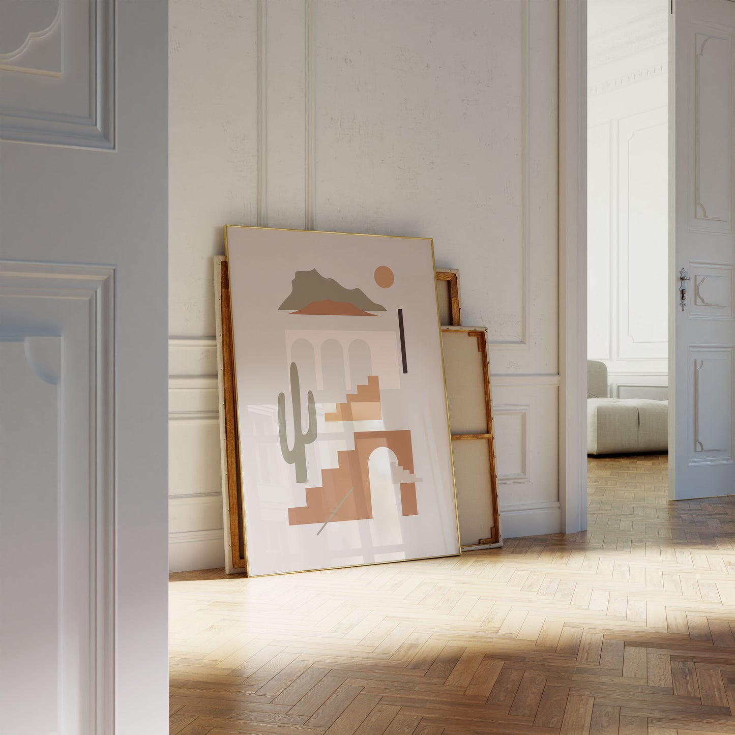 Boho Frauen Poster · Geschenkidee · Terrakotta, Wüstenkunst und Abstrakte Figuren · Dekoprint ohne Rahmen
